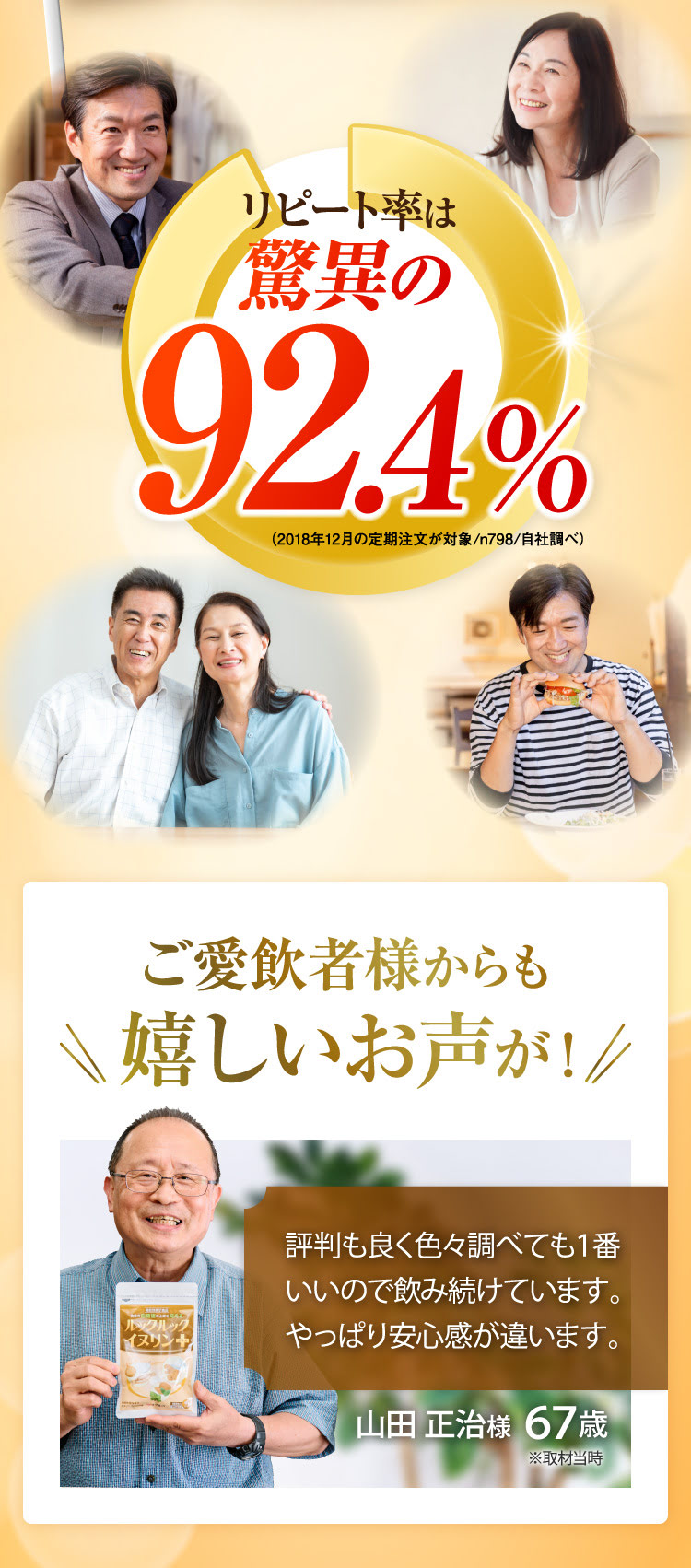 驚異のリピート率92.4%